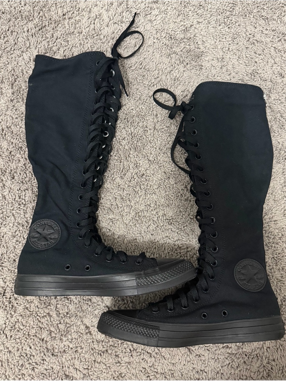 Converse Black Over-the-Knee Lace-Up Canvas Boots
